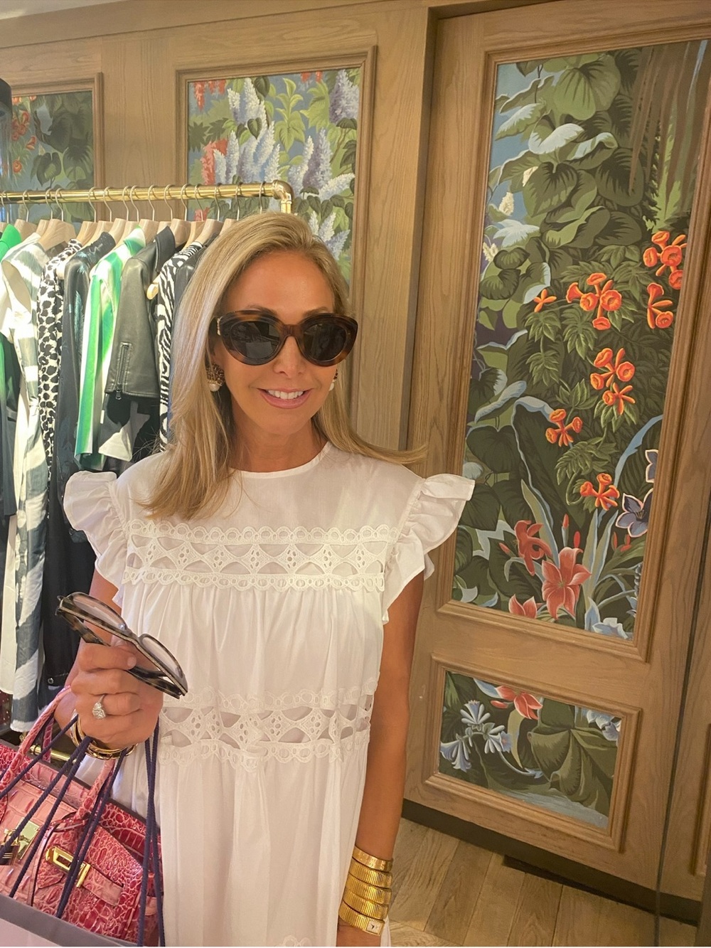 Women’s White Lace-Trim Flutter dress